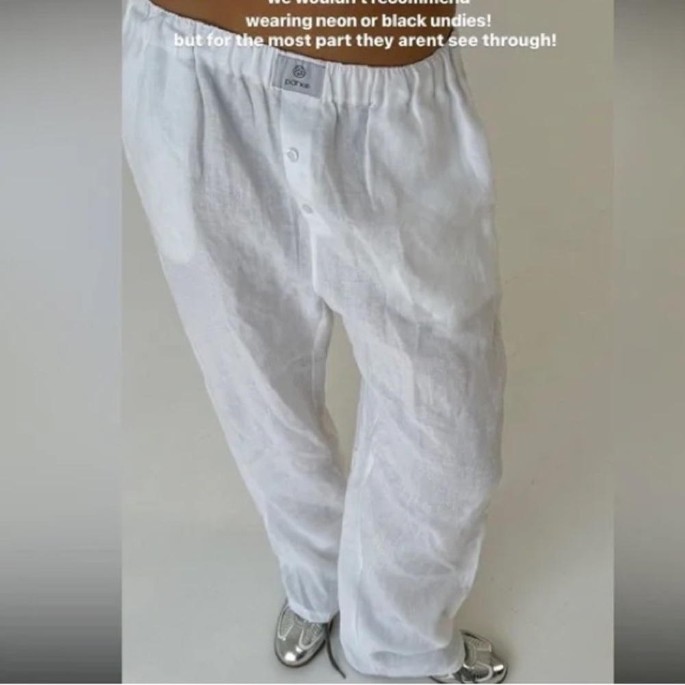 Parke White Linen Boxer Pants
